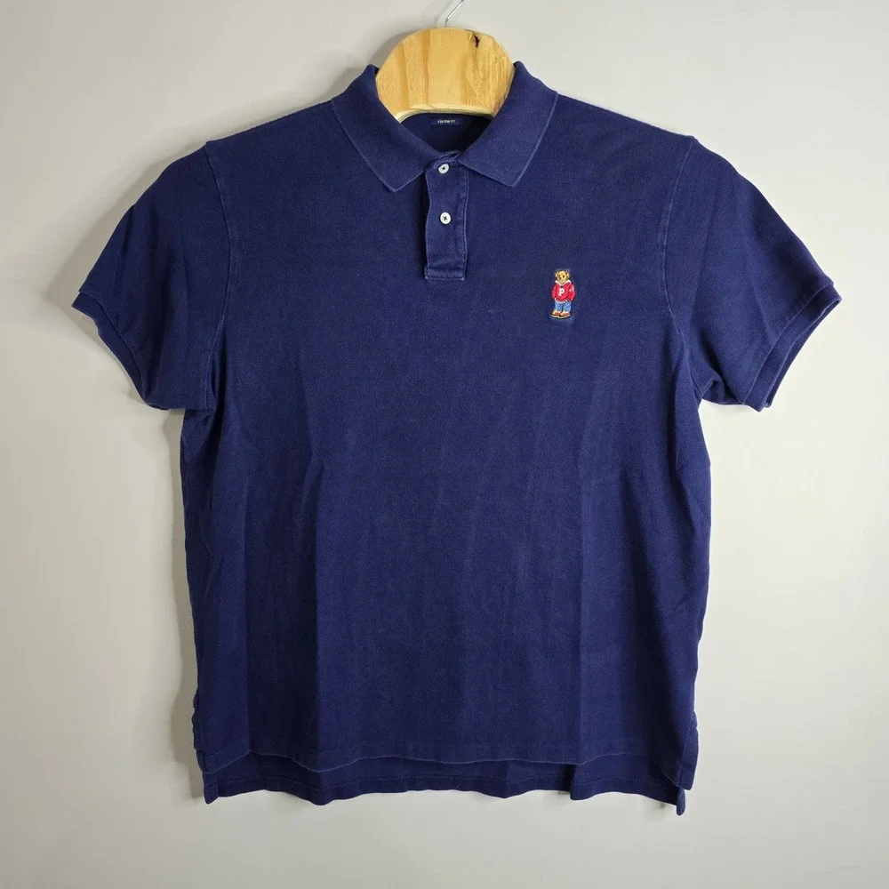 Polo by Ralph Lauren Navy Blue Polo Shirt with Bear Patch